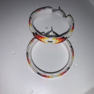 Authentic Native American, sterling silver beaded earrings.